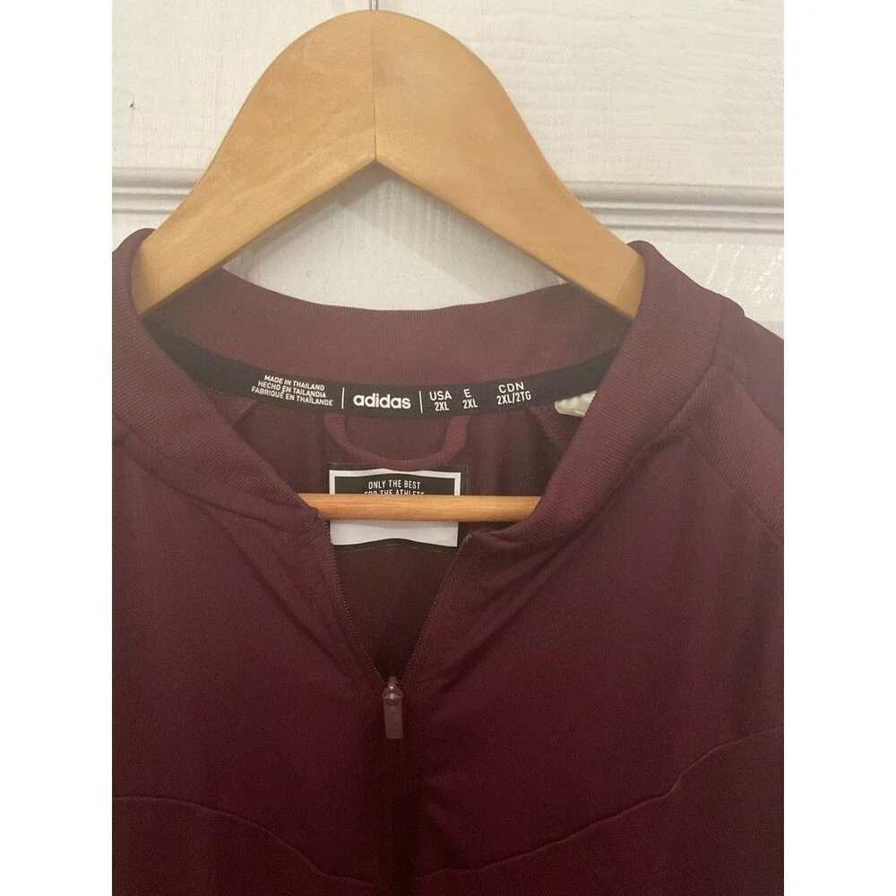 Adidas Men's Burgundy Polo Shirt Size 2XL 1/4 Zip
